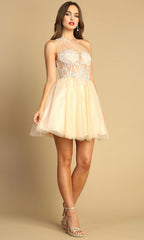 Adora Design 1040 - One Shoulder Applique Cocktail Dress