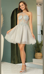 Adora Design 1040 - One Shoulder Applique Cocktail Dress