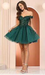 Adora Design 1041 - 3D Floral Applique Layered A-Line Dress