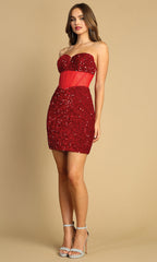Adora Design 1049 - Illusion Back Shimmer Short Dress