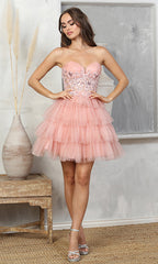 Adora Design 1062 - Ruffle A-Line Embroidered Applique Dress