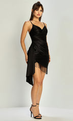 Adora Design 1068 - Fringe Asymmetrical Hem Sleeveless Dress