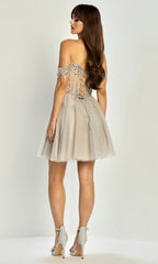 Adora Design 1069 - Fringed Sleeve Layered A-Line Dress