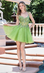 Adora Design 1072 - Sweetheart Layered Short Dress with Tie Straps