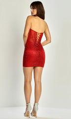 Adora Design 1073 - Strapless Sparkle Bodycon Mini Dress