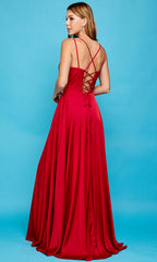 Adora Design 3013 - Lace-Up Back A-Line Dress with Double Straps
