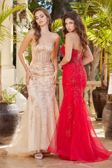 Adora Design 3080 - Beaded Applique Mermaid Evening Dress