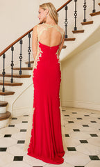 Adora Design 3115 - Embroidered Illusion Panel Sleeveless Dress