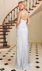 Adora Design 3116 - Cutout Back Embroidered Applique Long Dress
