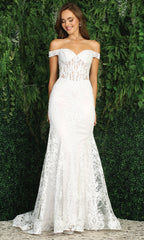 Adora Design 3123-01 - Mermaid Bridal Dress with Floral Embroidery