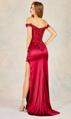 Adora Design 3132 - 3D Floral Applique Off Shoulder Prom Dress