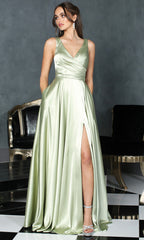 Adora Design 3147 - Surplice V-Neck A-Line Evening Dress