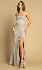 Adora Design 3169 - Cowl Neck Shimmer Evening Dress