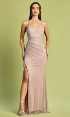 Adora Design 3178 - V-Neckline Sheath Sparkle Evening Dress