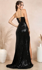Adora Design 3186 - Sparkling Accent Plunging V-Neck Prom Dress