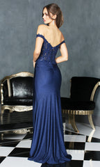 Adora Design 3189 - Embroidered Applique Off Shoulder Prom Dress