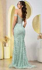 Adora Design 3198 - Allover Sparkle V-Back Prom Dress