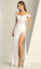 Adora Design 3199-01 - Floral Applique Illusion Corset Wedding Dress
