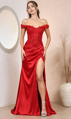 Adora Design 3199 - Beaded Off Shoulder Prom Dress with 3D Florals