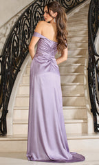 Adora Design 3200 - Off Shoulder Beaded Waist Evening Dress
