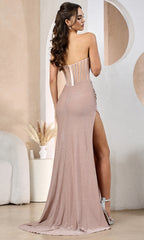 Adora Design 3201 - Illusion Bodice High Slit Sweetheart Dress
