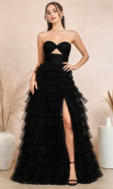 Adora Design 3204 - Twist Front Bodice Ruffle A-Line Dress