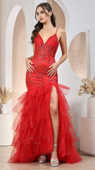 Adora Design 3205 - Mermaid Ruffle Sleeveless Evening Dress