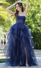 Adora Design 3210 - Ruffle Skirt Strapless Shimmer Evening Dress