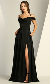 Adora Design 3229 - Cowl Neck Cold Shoulder Prom Dress