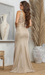 Adora Design 3230 - V-Neckline Sleeveless Lace Applique Dress