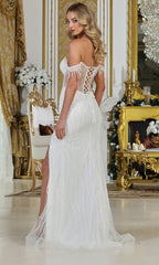 Adora Design 3238-01 - Fringed Off Shoulder Bridal Gown