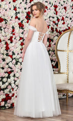 Adora Design 3244 - Beaded Brooch Off Shoulder Prom Gown