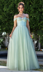 Adora Design 3244 - Beaded Brooch Off Shoulder Prom Gown