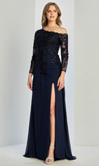 Adora Design 3245-03 - Asymmetric Neck Overskirt A-Line Gown