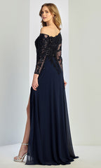 Adora Design 3245-03 - Asymmetric Neck Overskirt A-Line Gown