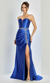 Adora Design 3246 - Crystal Applique Strapless Evening Gown