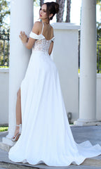 Adora Design 3251-01 - Lace Applique Cold Shoulder Bridal Gown