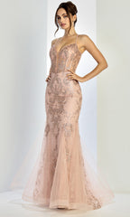 Adora Design 3255 - Beaded V-Neck Layered Mermaid Gown