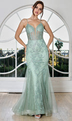 Adora Design 3255 - Beaded V-Neck Layered Mermaid Gown