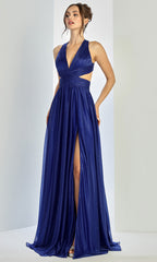 Adora Design 3260 - Ruched Bodice Plunging V-Neck Long Gown