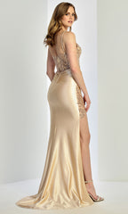 Adora Design 3266 - Sparkling Corset V-Neckline Prom Gown