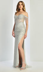 Adora Design 3270 - Beaded Fringe Sleeve Sheath Gown