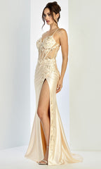 Adora Design 3274 - Floral Applique Sheath Evening Gown