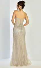 Adora Design 3277 - Geometric Embellished Strapless Prom Gown