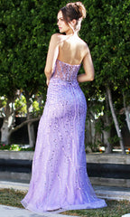 Adora Design 3283 - Embellished Strapless V-Neck Prom Gown