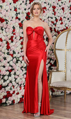 Adora Design 3289 - Strapless Bow Sheath Evening Gown