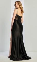 Adora Design 3291 - Lace Applique Spaghetti Strap Long Gown