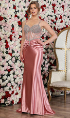 Adora Design 3294 - Ruched Waist Crystal Ornate Prom Gown