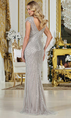 Adora Design 3313-03 - Beaded V-Neck Sheath Evening Gown