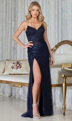 Adora Design 3314 - Intricate Beaded V-Neck Evening Gown